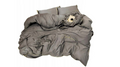 Set lenjerie de pat din microfibră 200x220 cm, 3 piese, gri taupe, cu broderie aurie