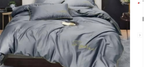 Lenjerie de Pat Premium 200x220 cm – Gri Perlat Elegant cu Broderie Aurie