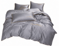 Lenjerie de Pat Premium 200x220 cm – Gri Perlat Elegant cu Broderie Aurie