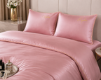 Lenjerie de pat premium 200x220 cm – Roz Pudrat Elegant cu Broderie Decorativă