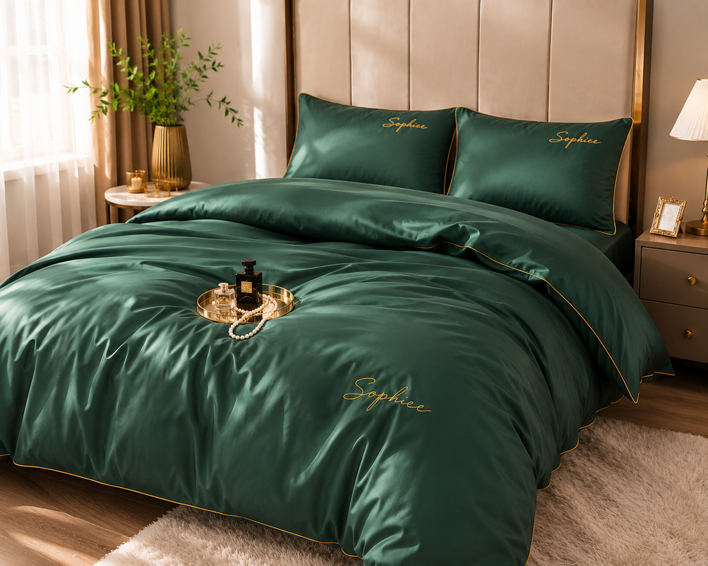 Lenjerie de pat Premium Verde Smarald 200x220 cm – Eleganță, Confort și Rafinament